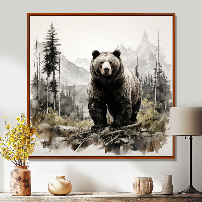 «Bear Wild Majesty II», reproduction d'art sur toile, H 24 po x l 24 po, Brun, Reproduction avec cadre flottant