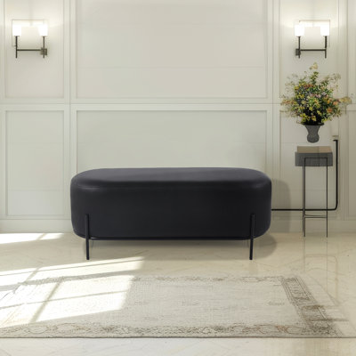 Aelia Leather Bench With Metal Legs