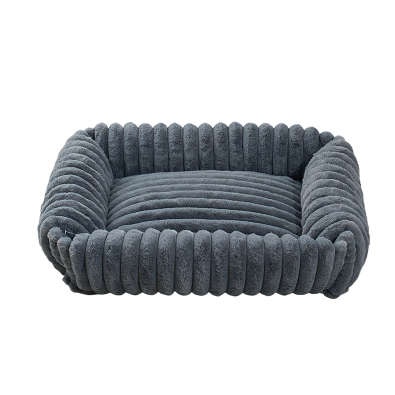 Faux Fur Pet Bed, Medium (20cm H x 92cm W x 69cm D), Dark Grey