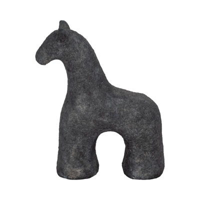 Pottery Cement Horse Figurine with Modern Abstract Design, Sculptural Decorative Accent in Stylish Textured Form, Handmade Animal Decor for Contemporary Artistic Home Display