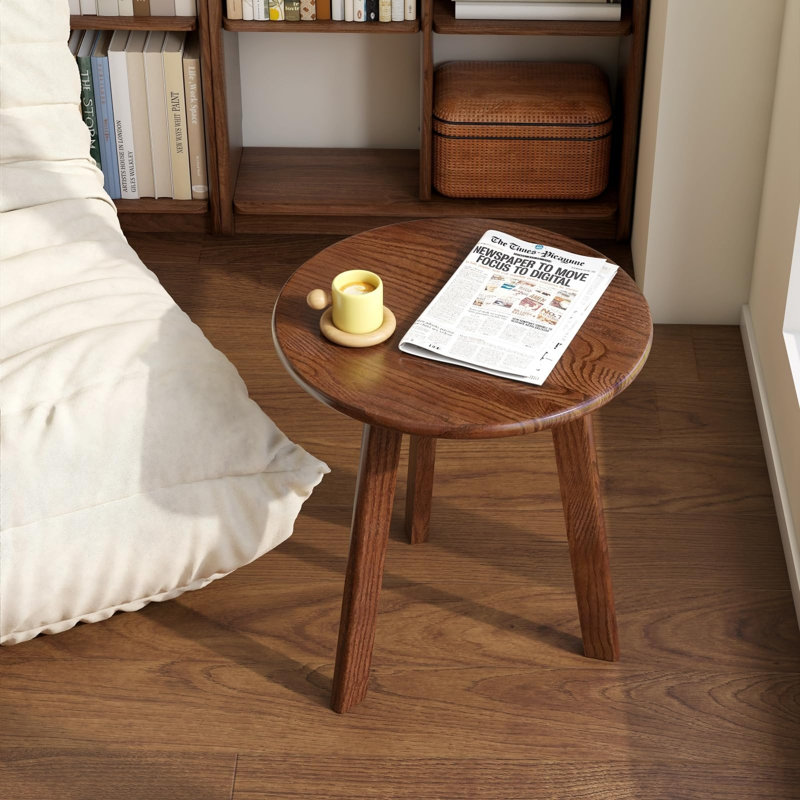 Table d'appoint ronde 100% chêne massif, Noyer