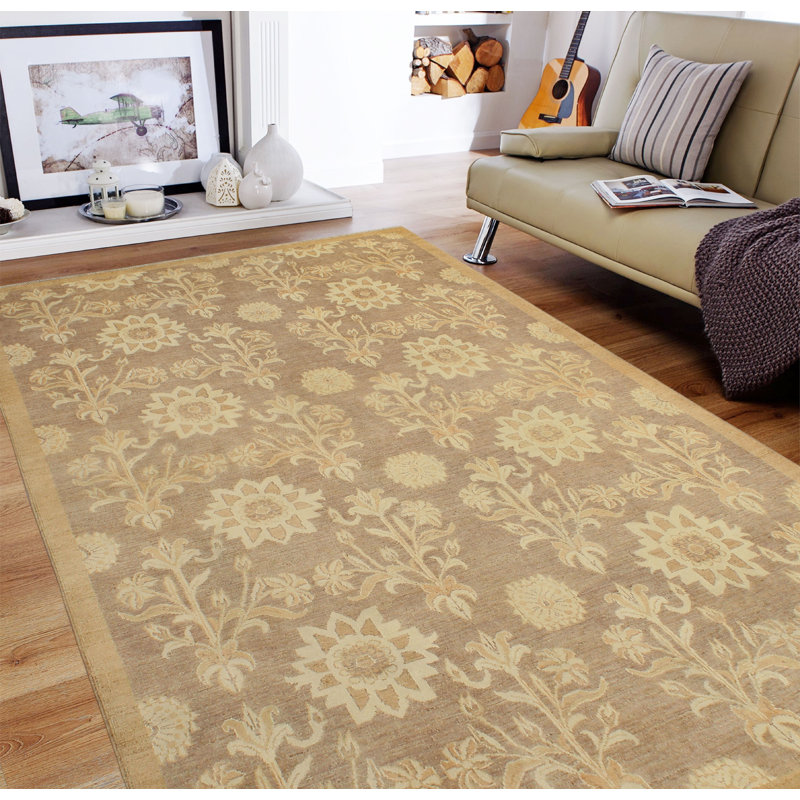 Tapis finement fait à la main Chobi Blaze - brun clair - beige, 6 pi 1 po x 8 pi 11 po
