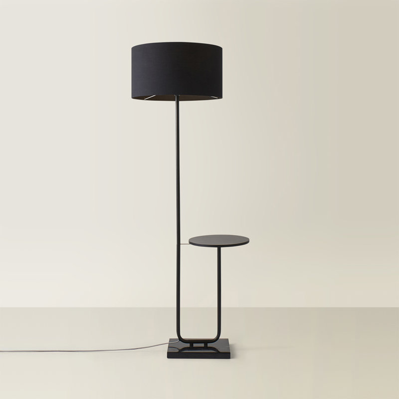 Tavel 132.5cm Matte Black Tray Table Floor Lamp, Black