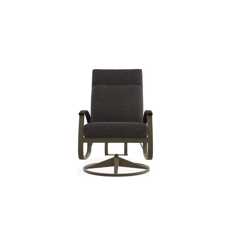Chaise de patio pivotante avec coussins Askar, Mélange anthracite, Noir P70, Bois de plage texturé