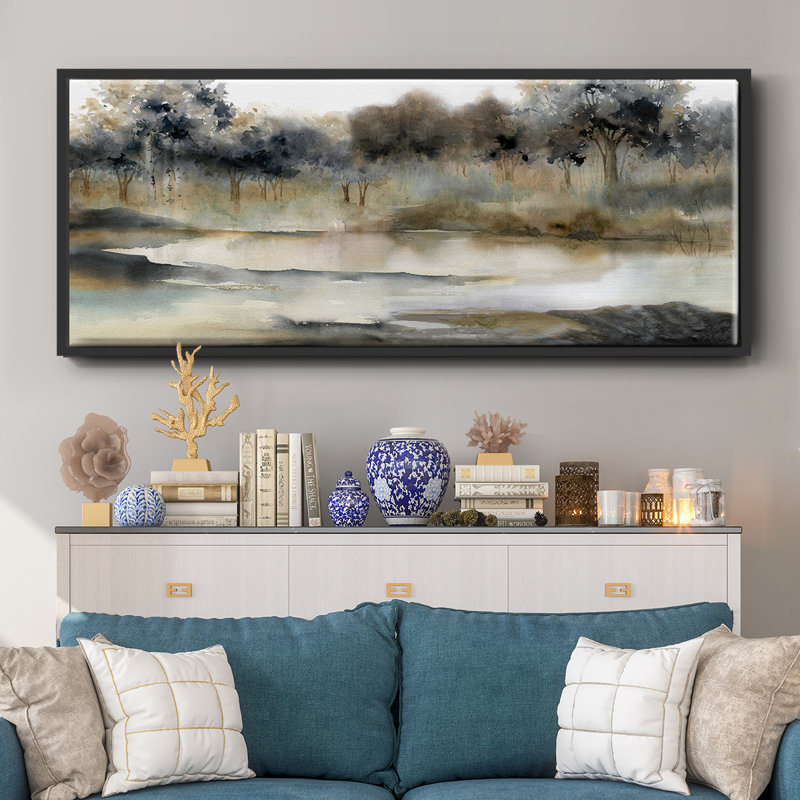 Serene River- Framed Canvas, 24" H x 60" W