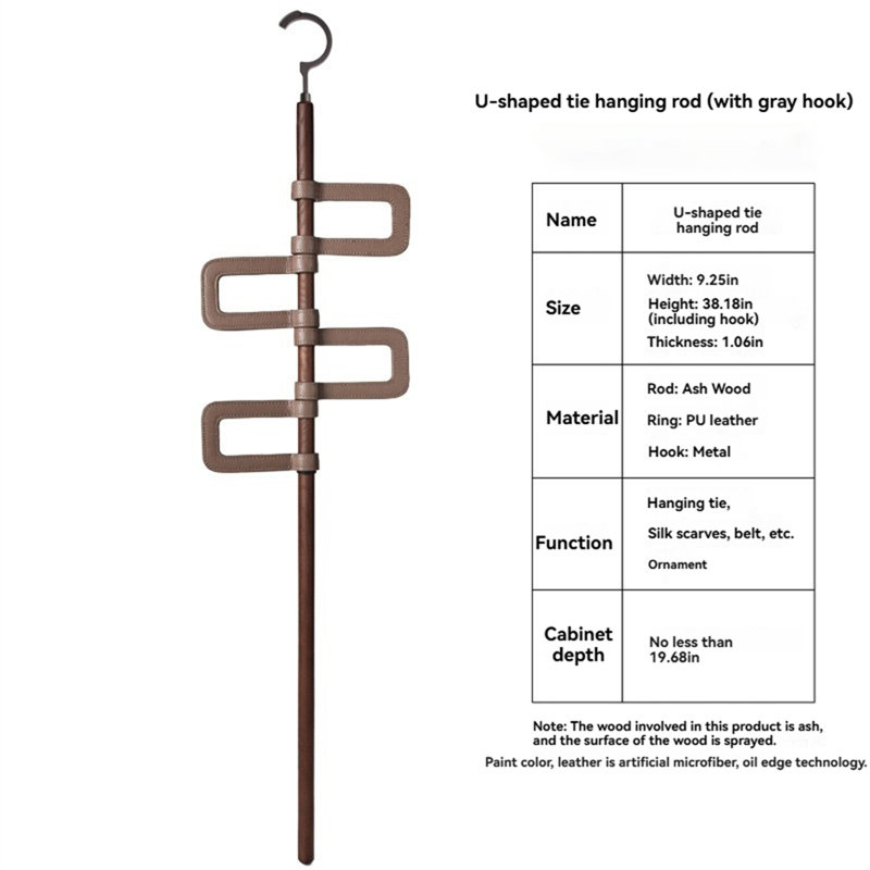 Cintre en forme de U pour écharpe et cravate - Organisateur moderne en bois massif pour votre garde-robe, 1