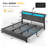 Upholstered Bed With Storage Shelf & Led Lights & Charge Station	-1392389754-1392389701