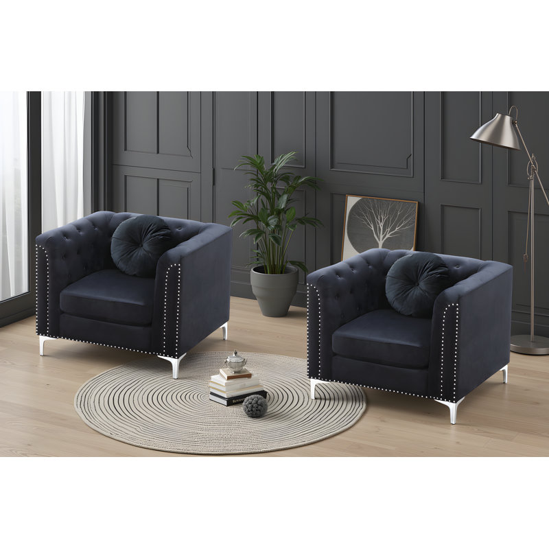 Ensemble de 2 chaises en velours Colmar, Noir