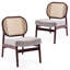Chaise de salon rembourrée avec dossier en rotin et structure en bois-1193921933
