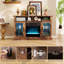 Meuble télé avec foyer électrique et lumières à DEL avec armoires de rangement télécommandées-697107942