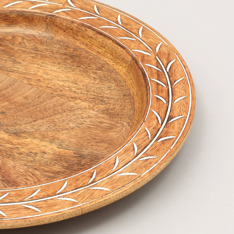 Assiette de service en bois | Plat de service en bois fait à la main 13 "| Napperon en bois | Vaisselle Artisan, Steve, Brun