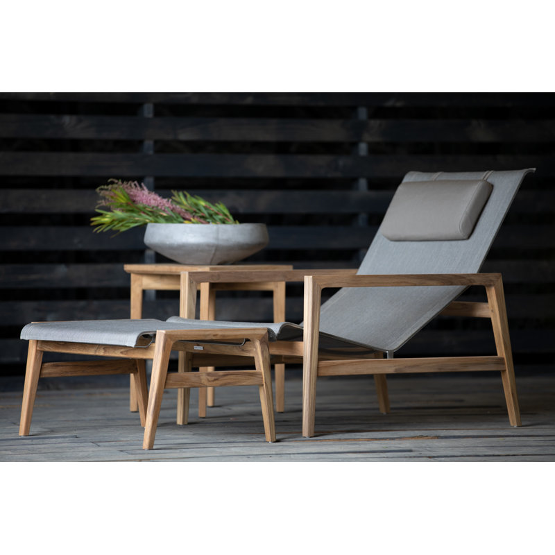 Coast Patio Ottoman, Natural Teak/Canvas Sling