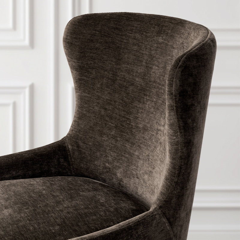 Chaise rembourrée avec accoudoirs encastrés Modern Luxury Chenille, Brun