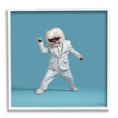 Az-165-Framed " Dog Dancing On Blue " by Roozbeh
