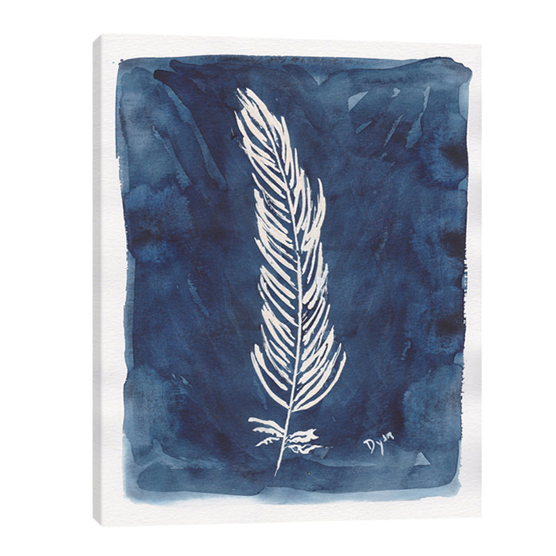 « indigo plumes » par beverly dyer, reproduction d’art sur toile tendue, H 40 po x l 30 po x P 1,5 po