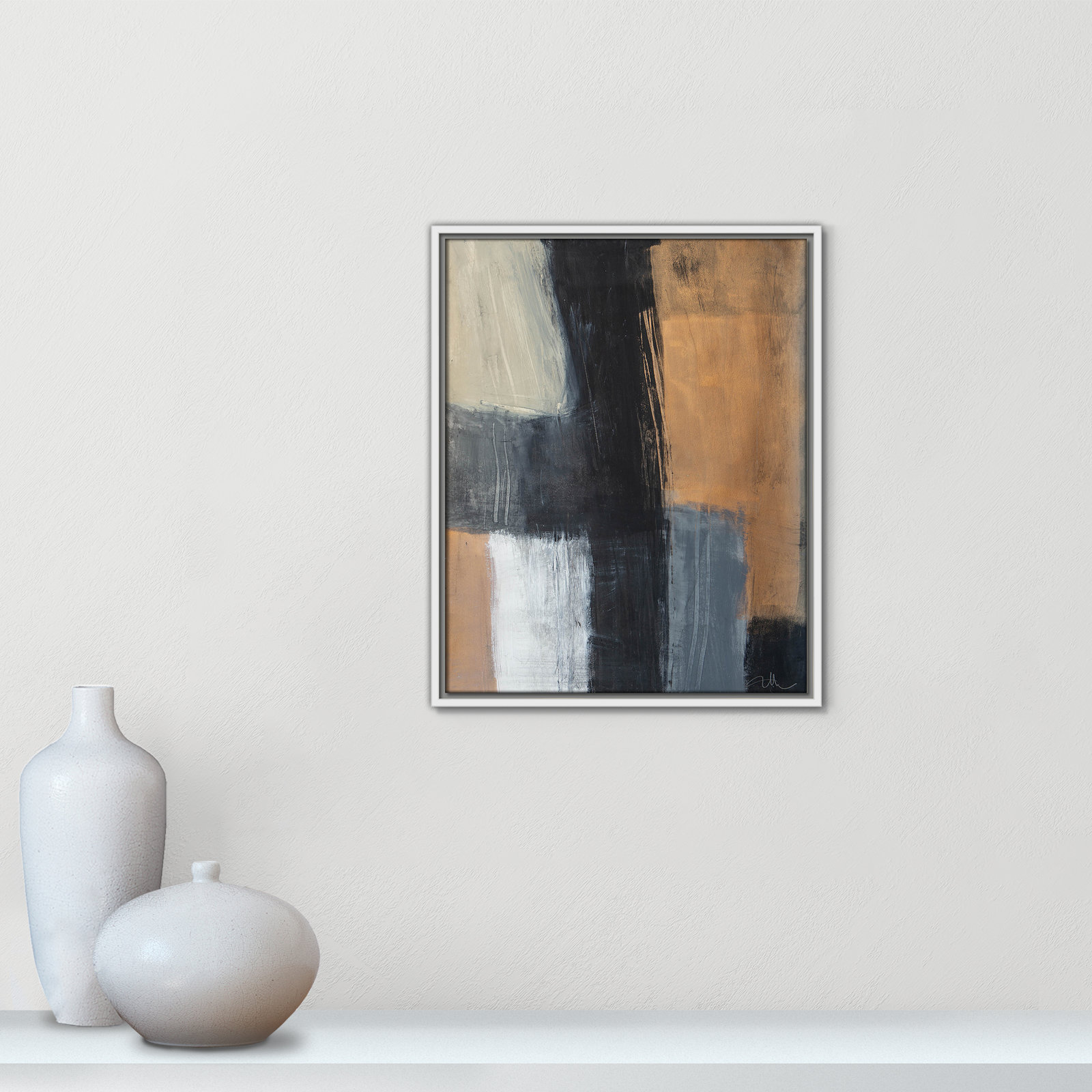 Calderon "Metallic Slate II" Print, 21.5" H x 17.5" W x 2" D, White Floater Framed, No Mat