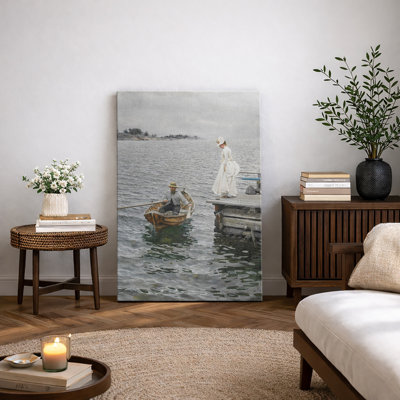 Illustration de bord de mer, "Coastal Daily Life", impression sur toile encadrée, impression numérique