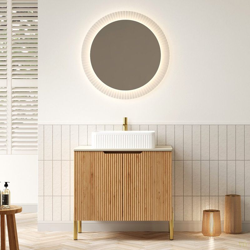 Meuble-lavabo de salle de bain 30 po avec lavabo, meuble-lavabo autoportant en contreplaqué avec 2 portes en céramique et comptoir en pierre frittée Roma