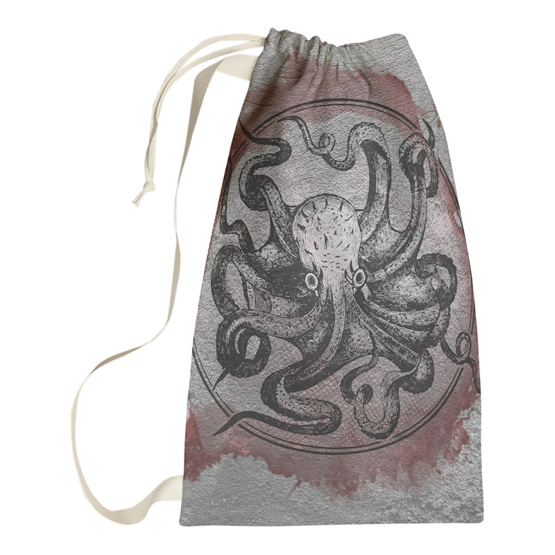 Sac à linge rétro octopus Hansard, Moyen (H 64 po x l 20 po x P 1,5 po), Rouge