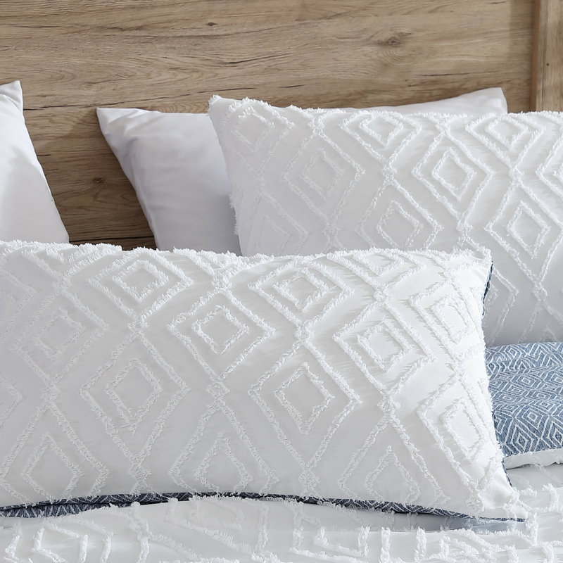 French Connection Hanwell Clipped Jacquard Reversible Comforter Sets, Queen Comforter + 2 Standard Shams