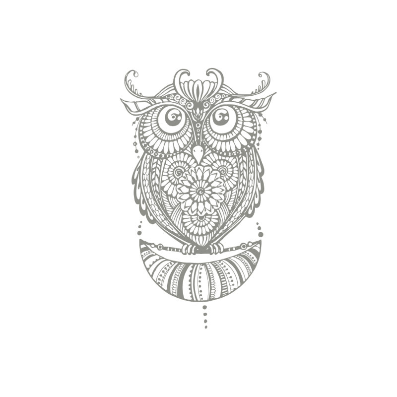 Décalcomanie murale hibou Shelia, Gris argenté
