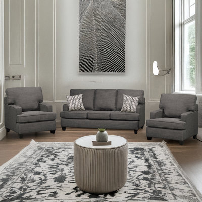 Ensemble de canapé et deux chaises en tissu Baxter, gris