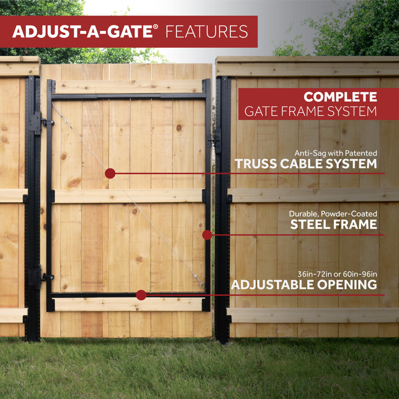 Adjust-A-Gate Original Wide Width Full-Frame Gate Kit, 4 ft. H x 5 ft. - 8 ft. W, Black