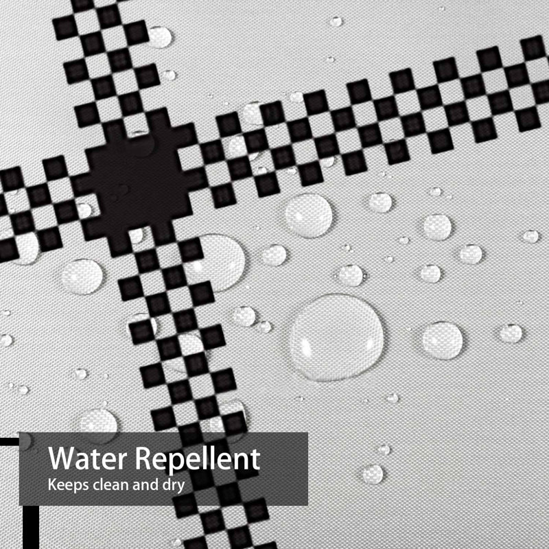 Rideau de douche noir à motif abstrait carreauté à carreaux noir et blanc avec 12 crochets, L 72 po x l 84 po