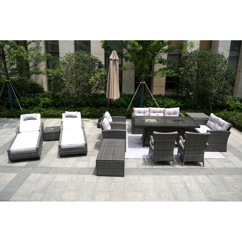 Aliaksey 11 - Person Patio Conversation Set with Cushions
