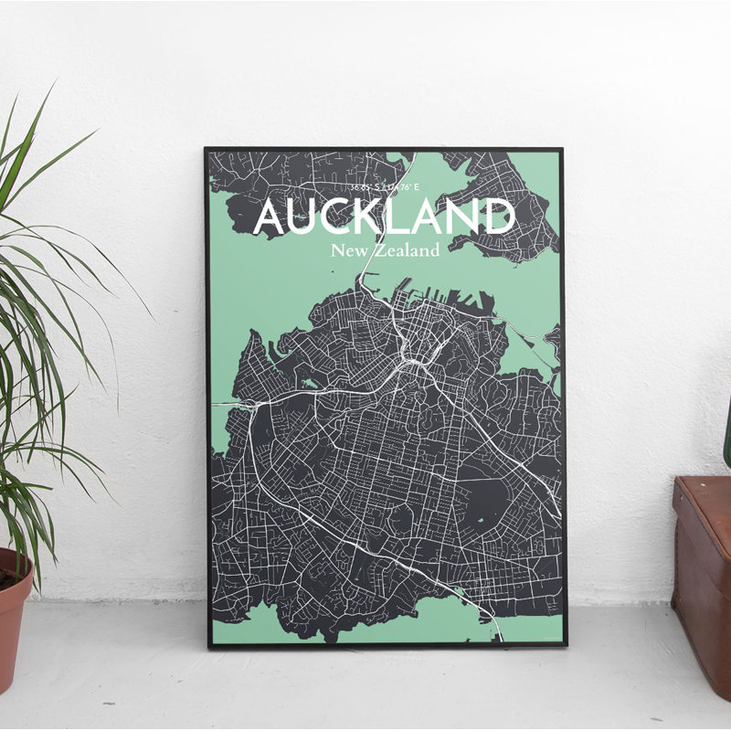 Auckland City Map - No Frame Print, 50.8cm H x 40.6cm W x 0.13cm D