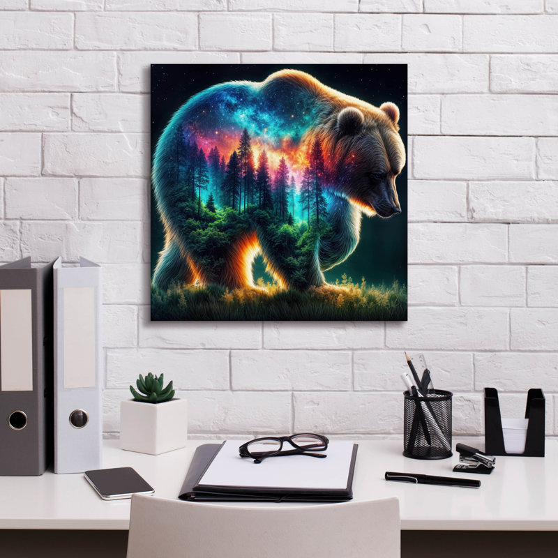 «Vibrant Bear 9» par Rey Klimt, art mural sur toile, H 18 po x l 18 po x P 0,75 po