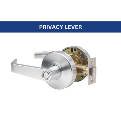 Eiffel Standard Duty Brushed Chrome Grade 2 Commercial Cylindrical Privacy Bed/Bath Door Handle with Lock and Clutch