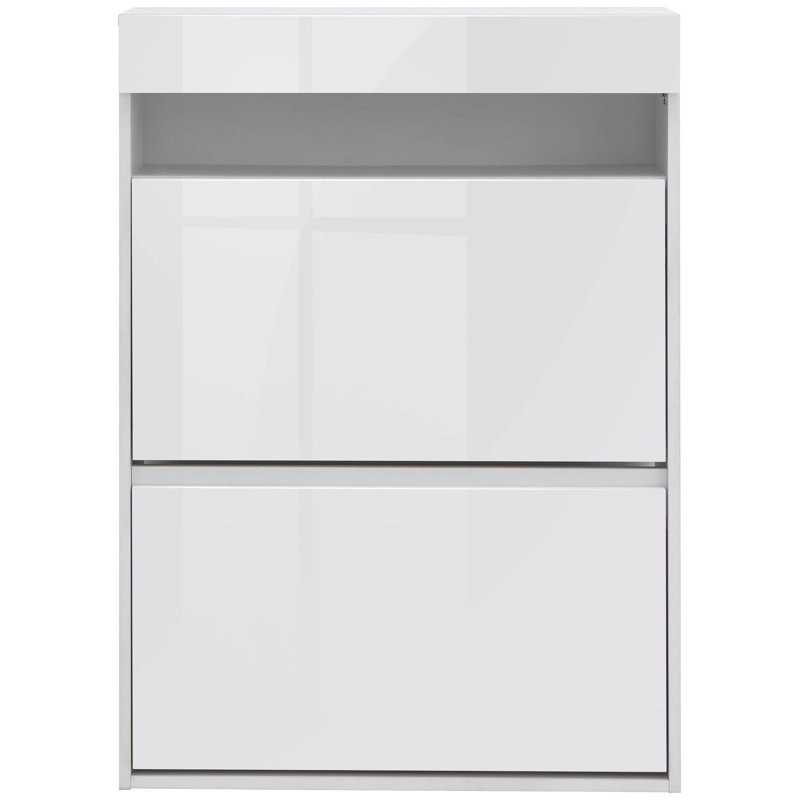Kedzie 12 Pair Flip Down Shoe Storage, White