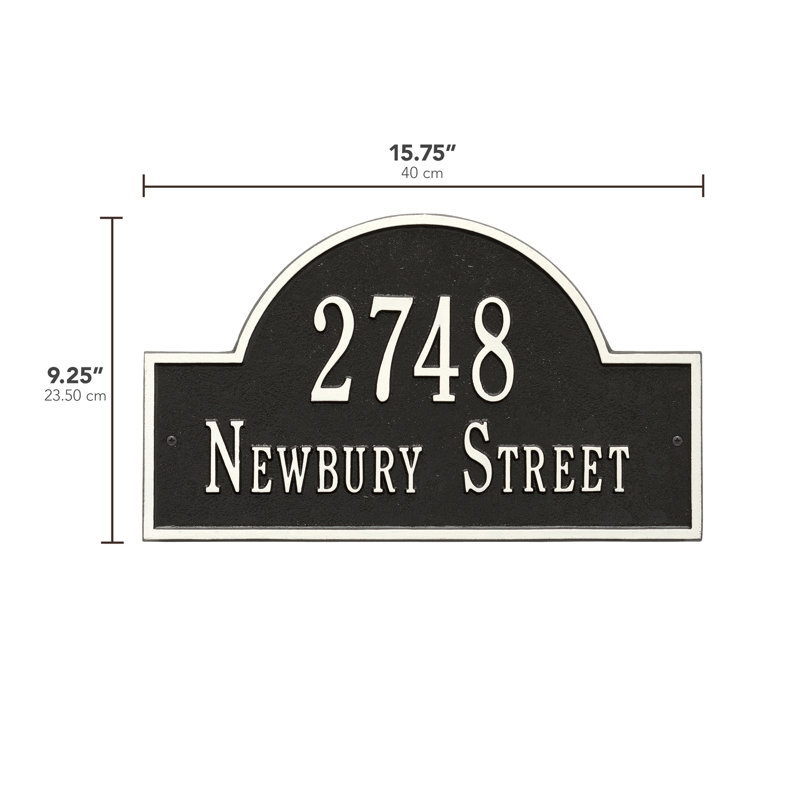 Plaque d'adresse murale sur 2 lignes, Noir et blanc, Oui