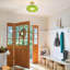 Plafonnier semi-encastré, luminaire doré, plafonniers inclinés avec abat-jour en verre vert, luminaires de couloir rétro, éclairage de plafond de cuisine suspendu pour la chambre à coucher du vestibule de la salle de bain