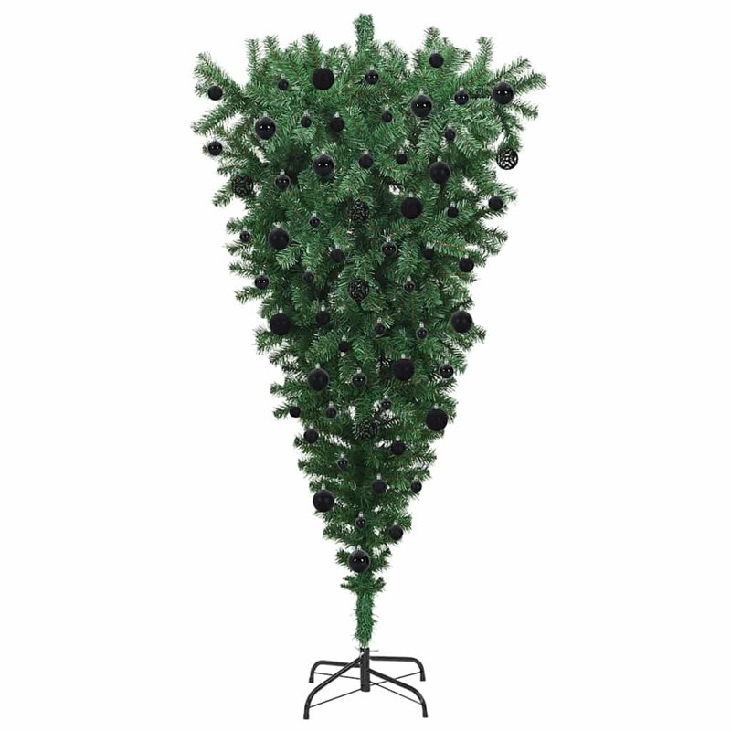 vidaXL Upside-down Artificial Pre-lit Christmas Tree with Ball Set, 6.89 ft