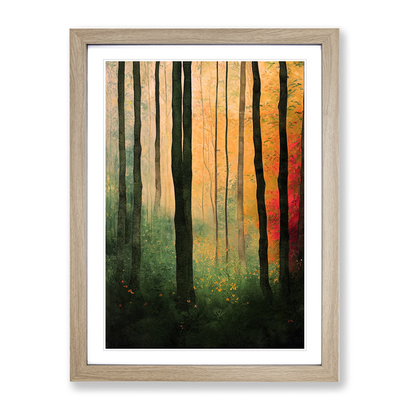 Forest No.4 - Single Picture Frame Painting, 64cm H x 46cm W x 2cm D, Oak