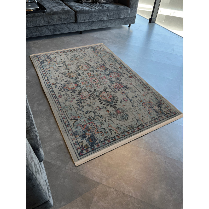 Tapis décoratif rétro à motif floral multicolore à motif floral beige, Tapis de couloir 3 pi 3,37 po x 9 pi 10,11 po