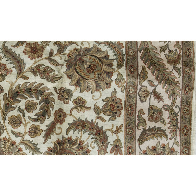 Tapis bleu clair et ivoire de haute qualité noué à la main Trinity