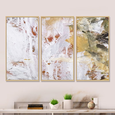 "Abstract Textile Brushstrokes", ensemble d'art mural sur toile contemporain encadré de 3