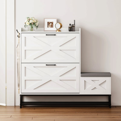 Armoire à chaussures, armoire à chaussures d'entrée de maison, armoire de rangement pour balcon d'entrée, étagère à chaussures de grande capacité, blanc