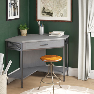 Caywood Solid Wood Steel Computer Desk