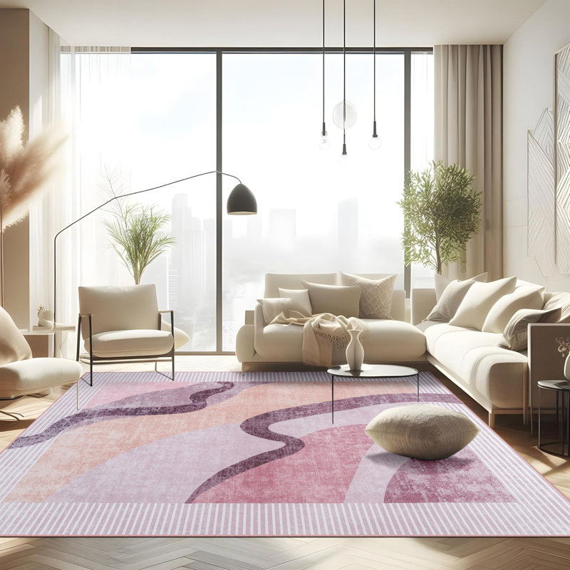 Large Moroccan Area Rug Soft Abstract Farmhouse Rugs For Bedroom Under Dining Table, Rectangle 4' x 6'