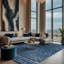 Tapis bleu lavable à la machine-923675029