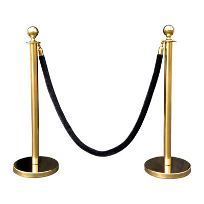 VIP Crowd Control Rope Stanchion (2 Gold Crown Top/Flat Base + 6' Rope)