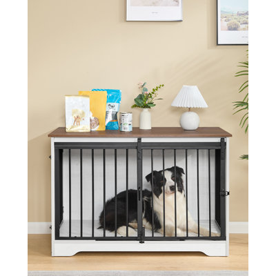 Dawyne Metal Sliding Barn Door Dog Crate
