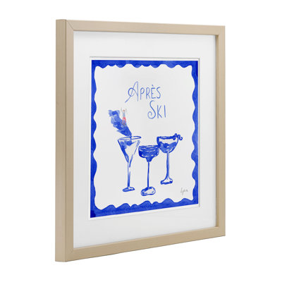 Apres Ski Winter Cocktails Framed Print Under Glass, design by Lucille Price