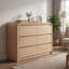 Commode 6 tiroirs 47,24 "avec bords arrondis, commode large pour le rangement de la chambre à coucher-1458232934