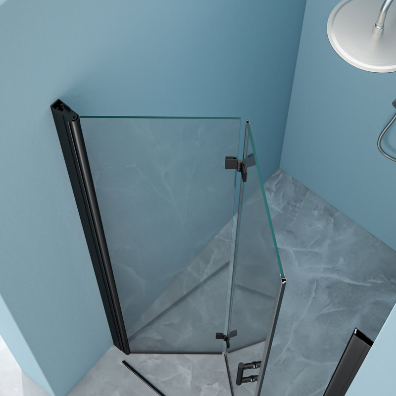 30"w X 72"h Shower Door, Matte Black. 1/4" Tempered Glass. Water-, Space, Adjustable Bathroom Entrance Partition Screen Door