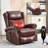 Heat Massage Manual Recliner Chair With Rocker And Swivel In Genuine Leather For Living Room,Red
